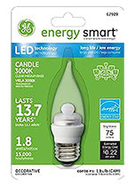 62989   GE CLR LED MED BULB 2W