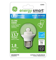 62993   GE G16 MED BULB CLR 2W