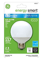 63013   GE MED BULB WHT G25 2W