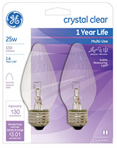 75337   GE Flame Bulb CLR 25W 2P