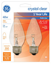 75341   GE Bulb CLR Flam 40W 2PK