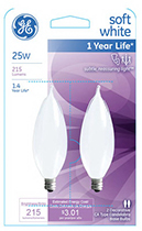 66105   GE Bulb 25W Fros BT 2PK