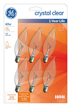 75225   GE Bulb 40W Candle 6PK