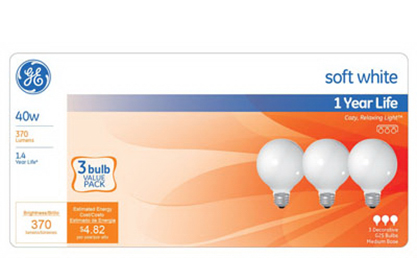 44742   GE Bulb 40W WHT Globe 3P