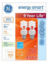 GE 2PK 9W Day CFL Bulb