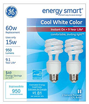 GE 2PK 14W CW CFL Bulb