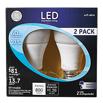 21900   GE Bulb LED 2PK 10.5W