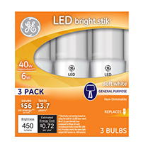 32277   GE BULB LED 3PK 6W Stik