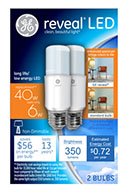 36455   GE Bulb 6W Stik LED 2PK