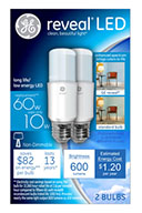 36457   GE Bulb 10W Stik LED 2PK