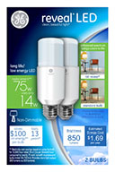 36470   GE Bulb 14W Stik LED 2PK