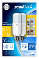 36477   GE Bulb 16W Stik LED 2PK