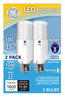 63869   GE Bulb 16W Stik LED 2PK