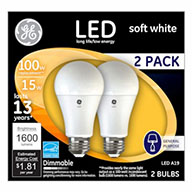 65941   GE Bulb 15W SW A21 2PK