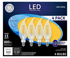 13325&nbsp;&nbsp; GE Bulb 5W LED CAC 4PK