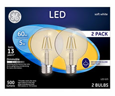 23344&nbsp;&nbsp; GE Bulb 5W LED G25 2PK