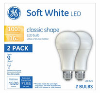 GE 2PK 16W LED A21 Bulb