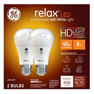 98255   GE Bulb SW 6W A19 HD 2PK