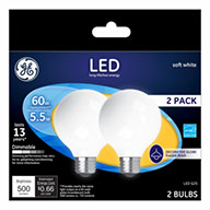 25016   GE Bulb 5.5W Fros 2PK