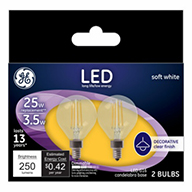 28297   GE Bulb 2.8W CLR G16 2PK