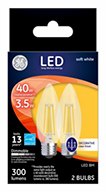 22589&nbsp;&nbsp; GE Bulb CLR Blunt 2pk