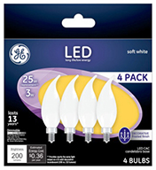 GE 4PK 2.5W Fros Bulb