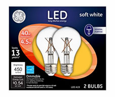 37669&nbsp;&nbsp; GE Bulb S/W A19 LED 2PK