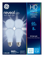 46654   GE Bulb 8W WHT A19 4PK