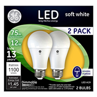 65943&nbsp;&nbsp; GE Bulb 12W SW A21 2PK
