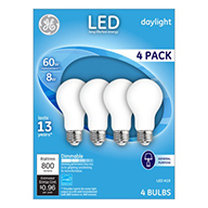 98314   GE Bulb 8W Day A19 4PK