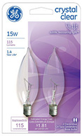 48396   GE Bulb 15W CLR BT 2pk