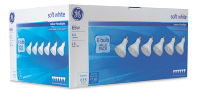 80940   GE Light 65W FLD 6PK