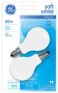 71396   GE Bulb Fan 60W WHT 2PK