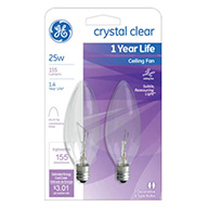 81560&nbsp;&nbsp; GE Bulb Deco 25W CLR 2PK