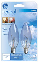 48701   GE 40W Reveal B10 Lamp