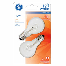 74038   GE Ceil Fan Bulb WHT 2PK